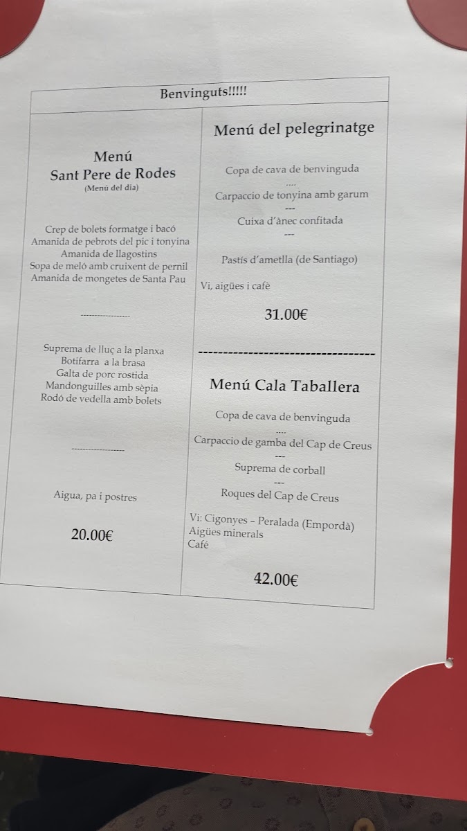 Menu Restaurant Del Monestir De Sant Pere De Rodes-1
