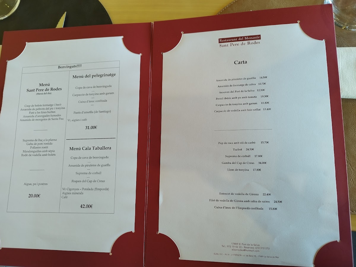 Menu Restaurant Del Monestir De Sant Pere De Rodes-3