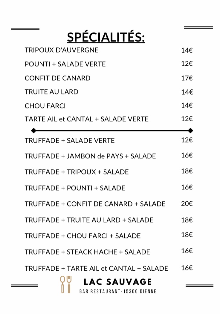 Menu Restaurant Du Lac Sauvage-1