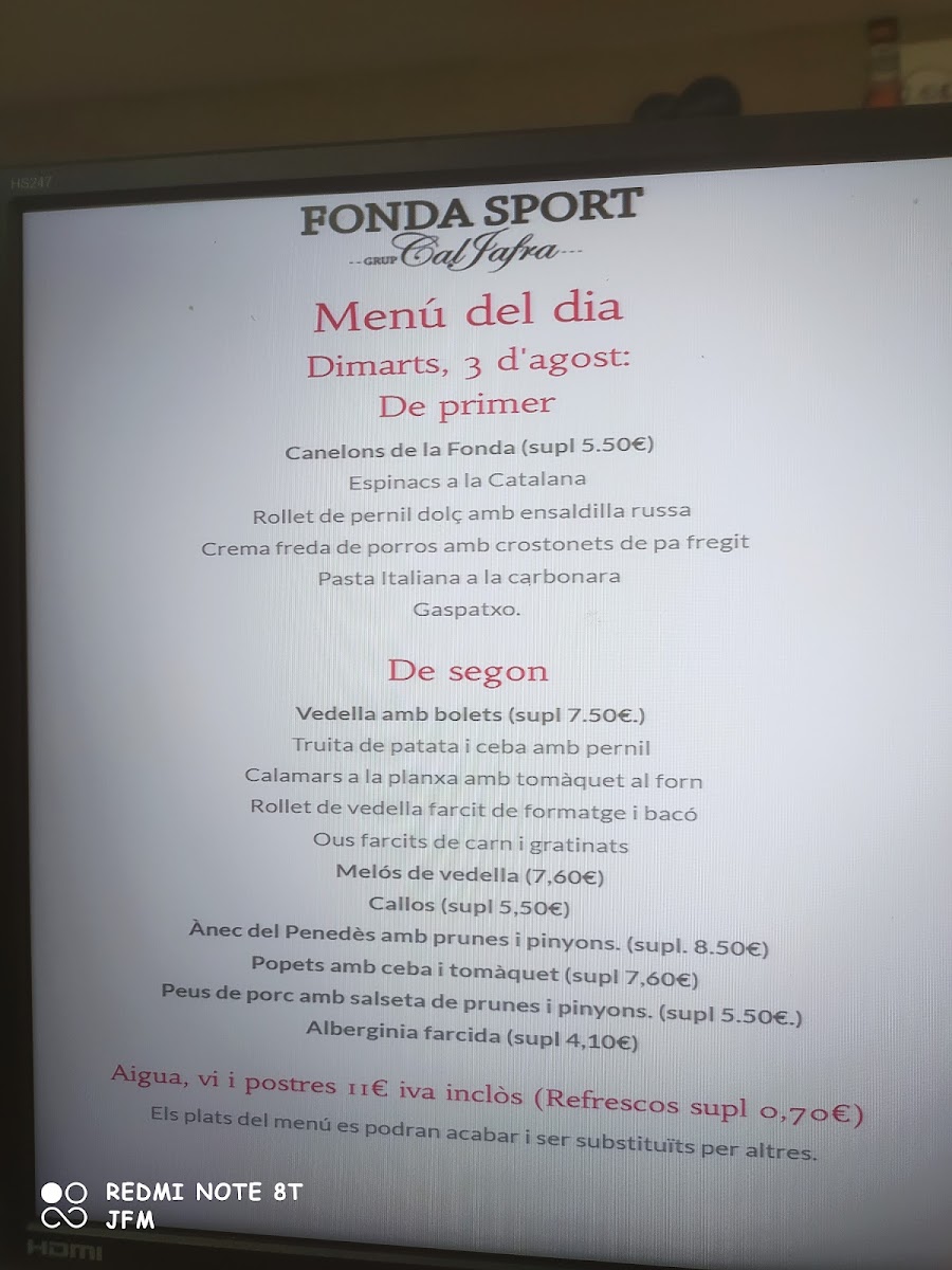 Menu Restaurant Fonda Sport-3