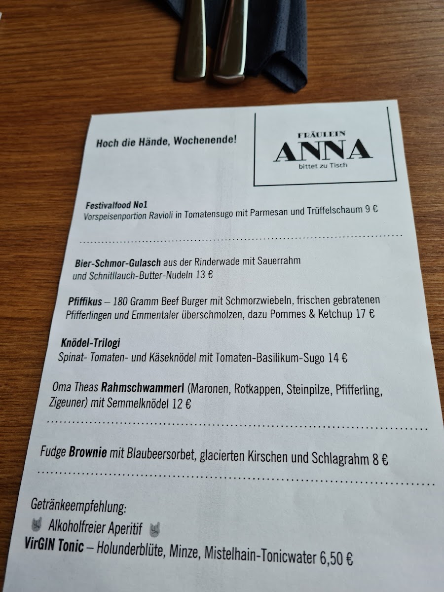 Menu Restaurant Fräulein Anna-5