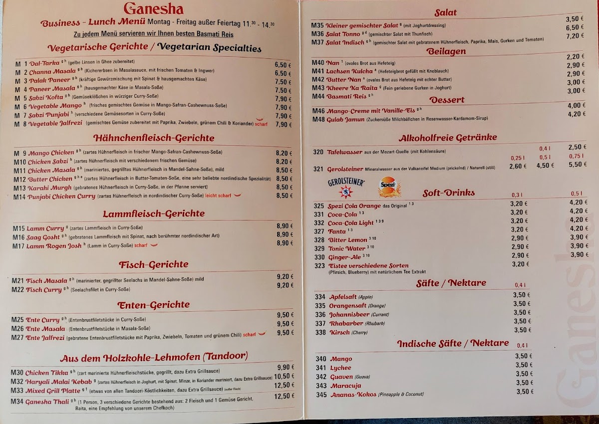 Menu Restaurant Ganesha Landsberg Ug-1