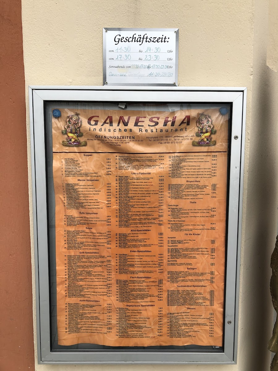 Menu Restaurant Ganesha Landsberg Ug-5