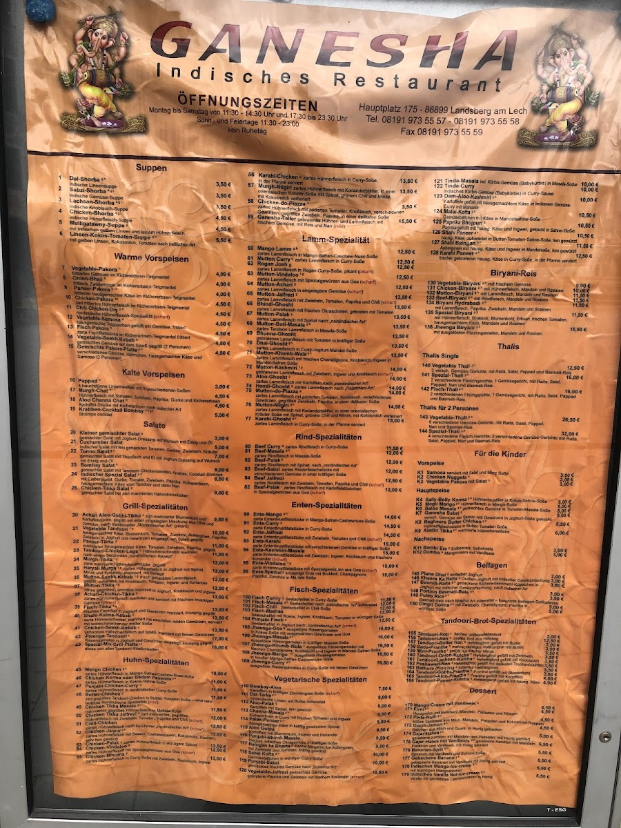 Menu Restaurant Ganesha Landsberg Ug-6