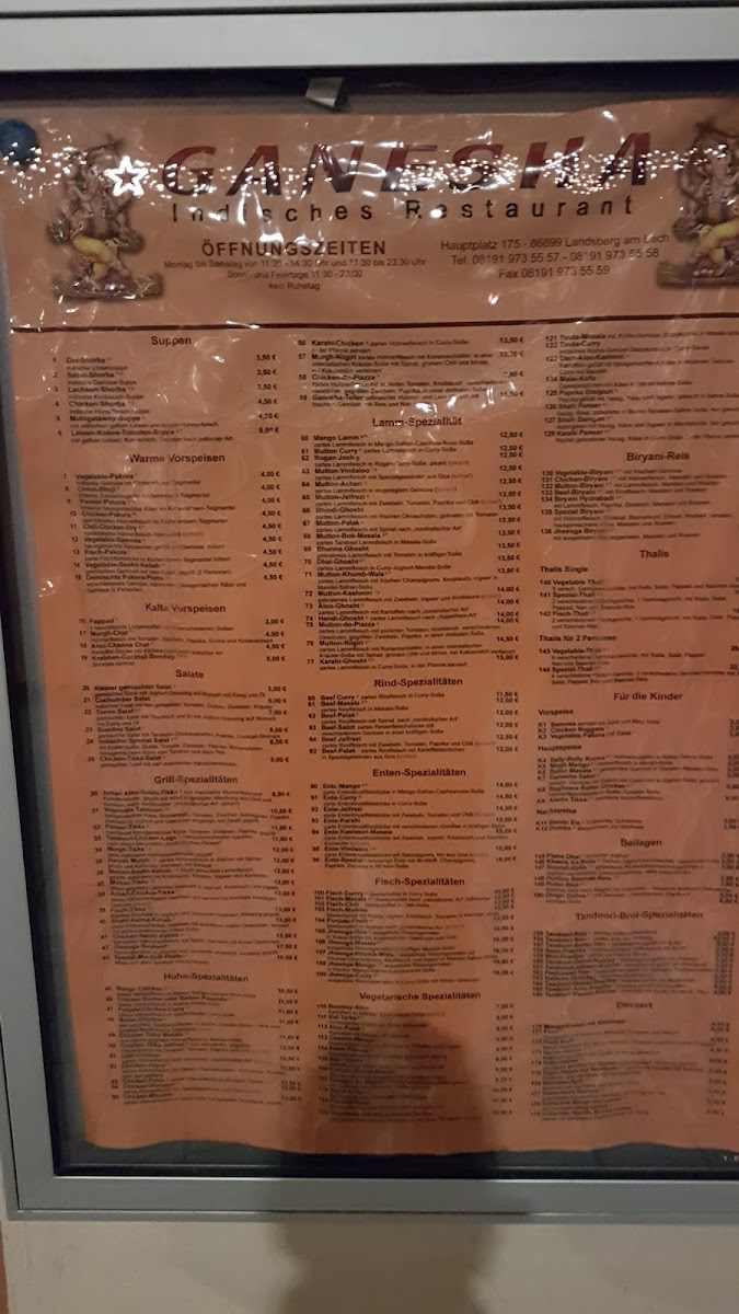 Menu Restaurant Ganesha Landsberg Ug-7
