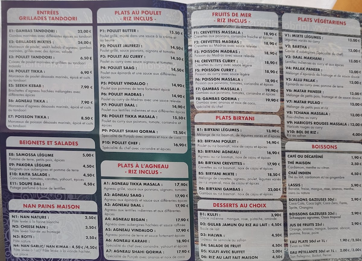 Menu Restaurant Indien Tandoori House-3