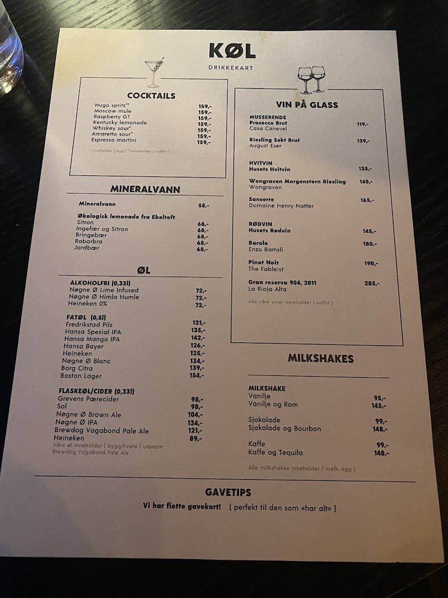 Menu Restaurant Køl As-4