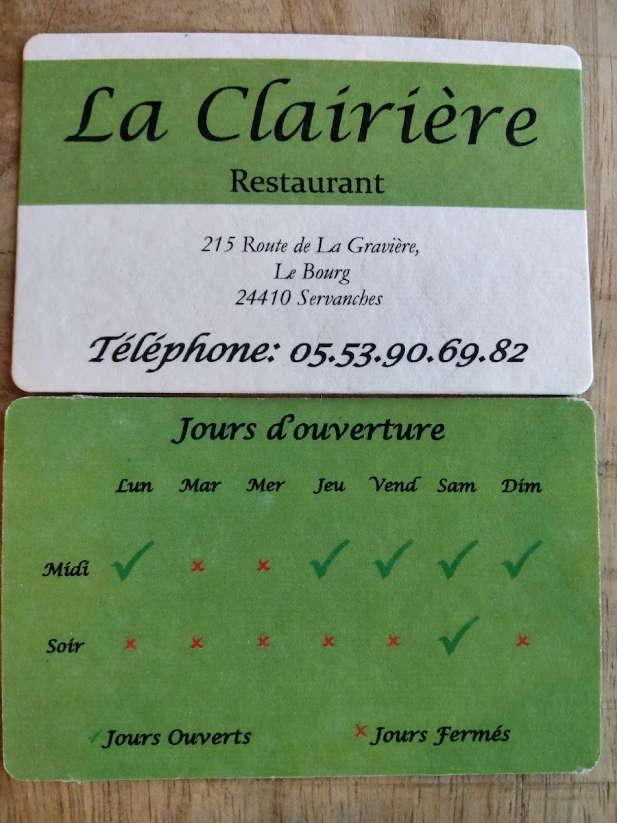 Menu Restaurant La Clairière-2