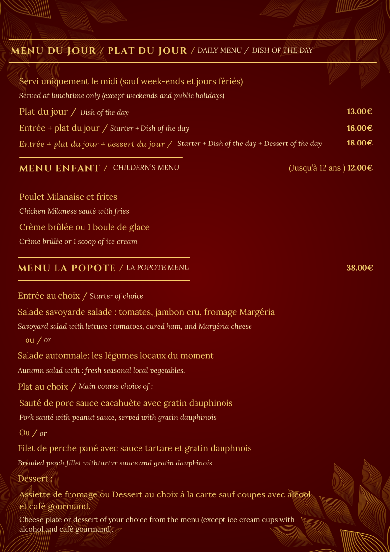 Menu Restaurant La Popote Du Lac-6