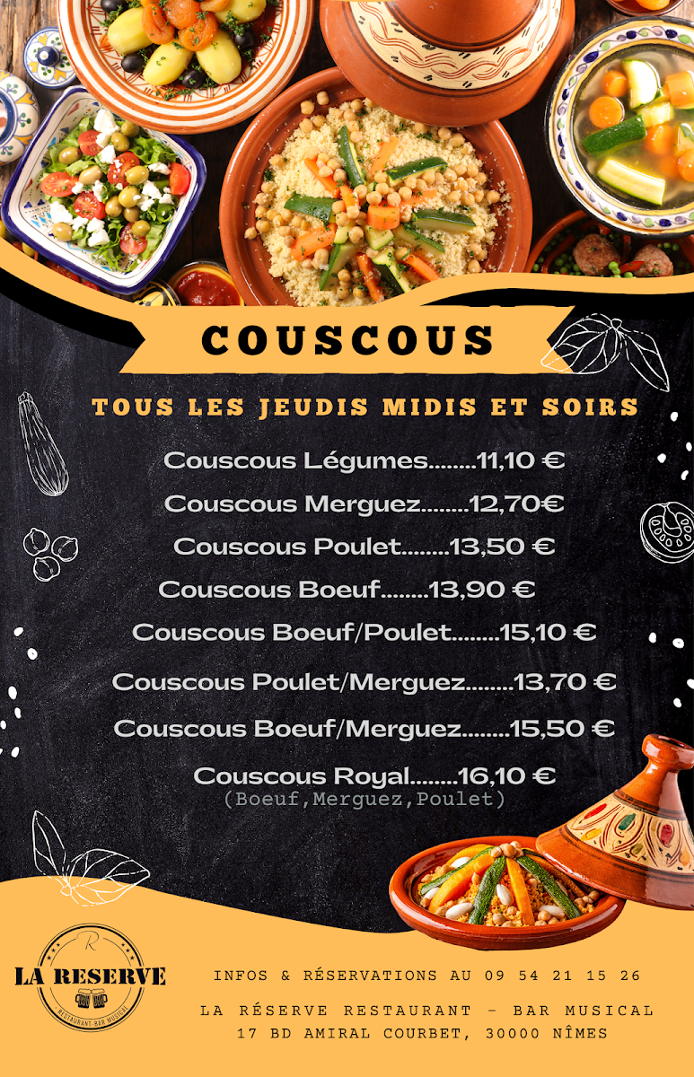 Menu Restaurant La Réserve - Bar Musical-1