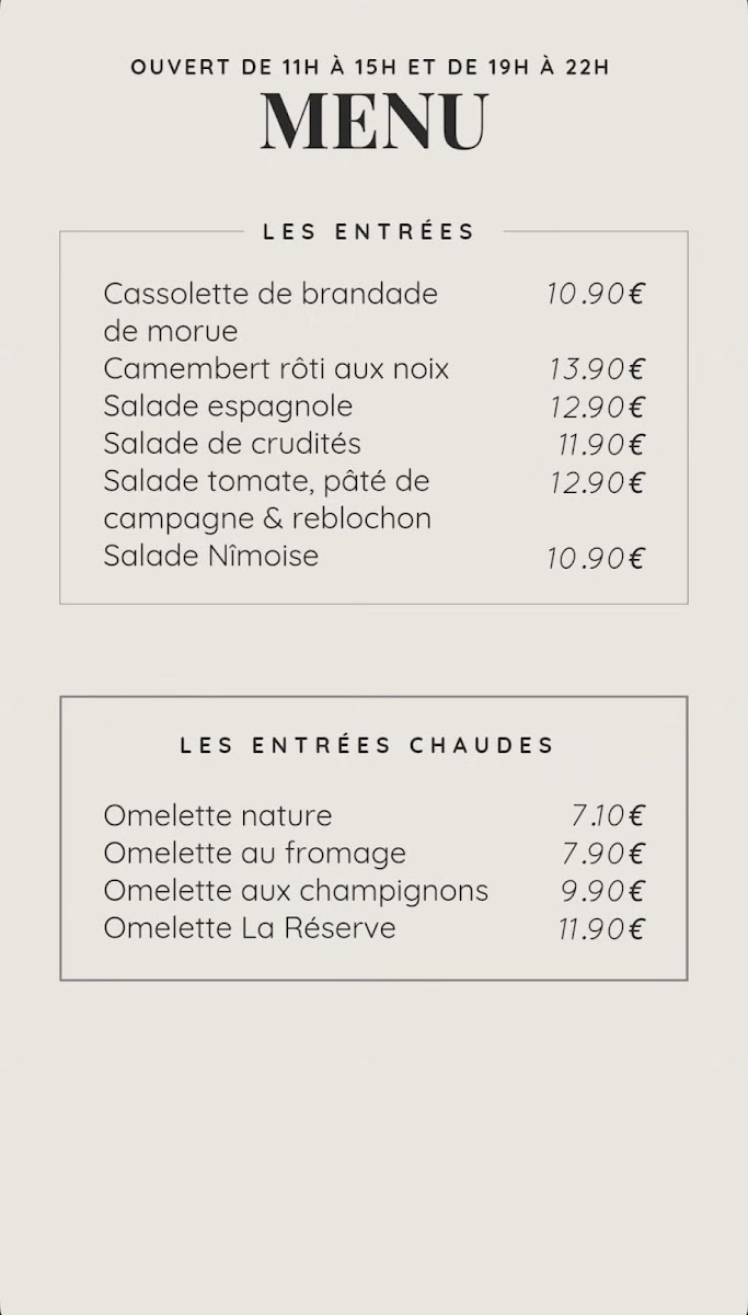 Menu Restaurant La Réserve - Bar Musical-5