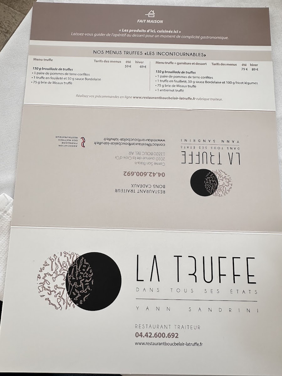 Menu Restaurant La Truffe Dans Tous Ses États-1