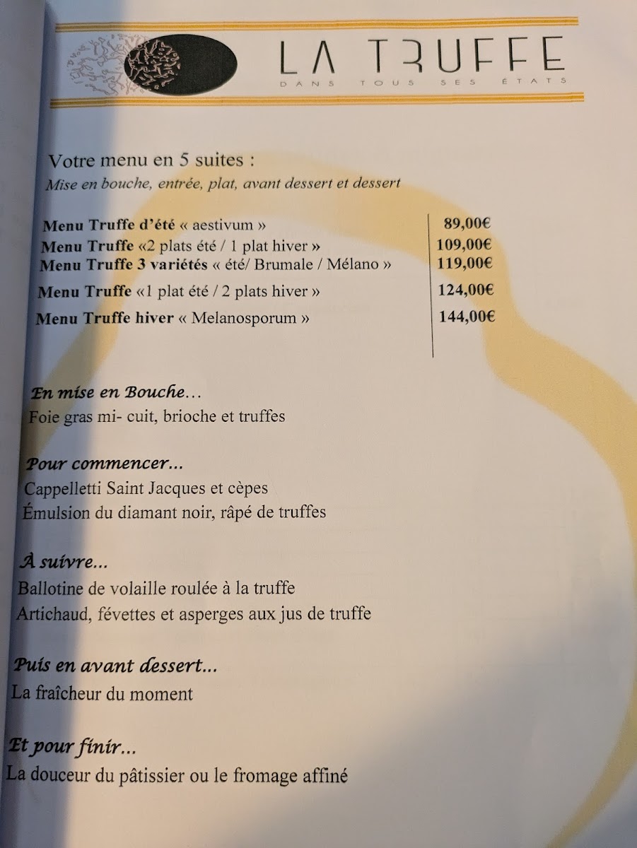 Menu Restaurant La Truffe Dans Tous Ses États-2