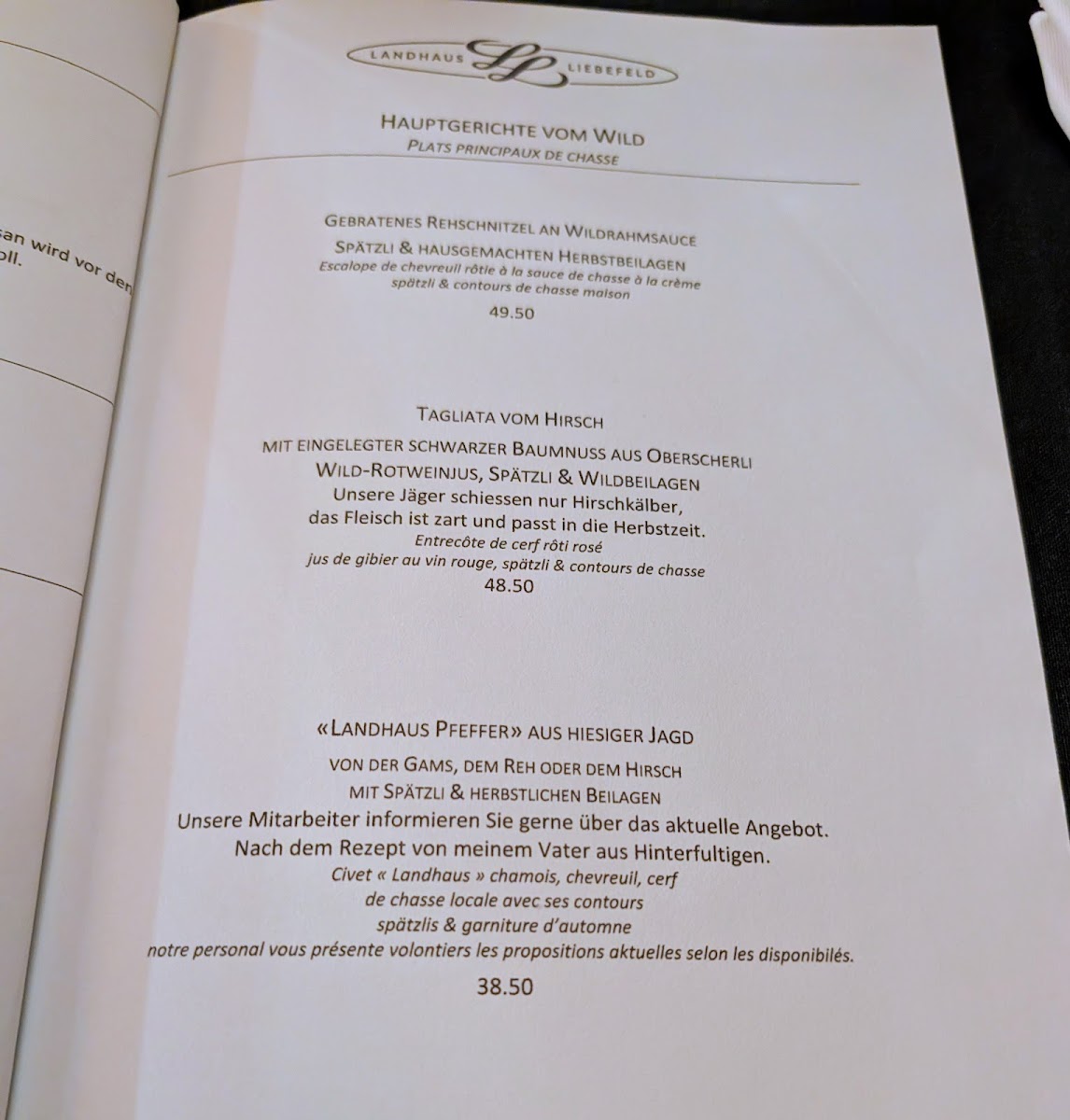 Menu Restaurant Landhaus Liebefeld-2