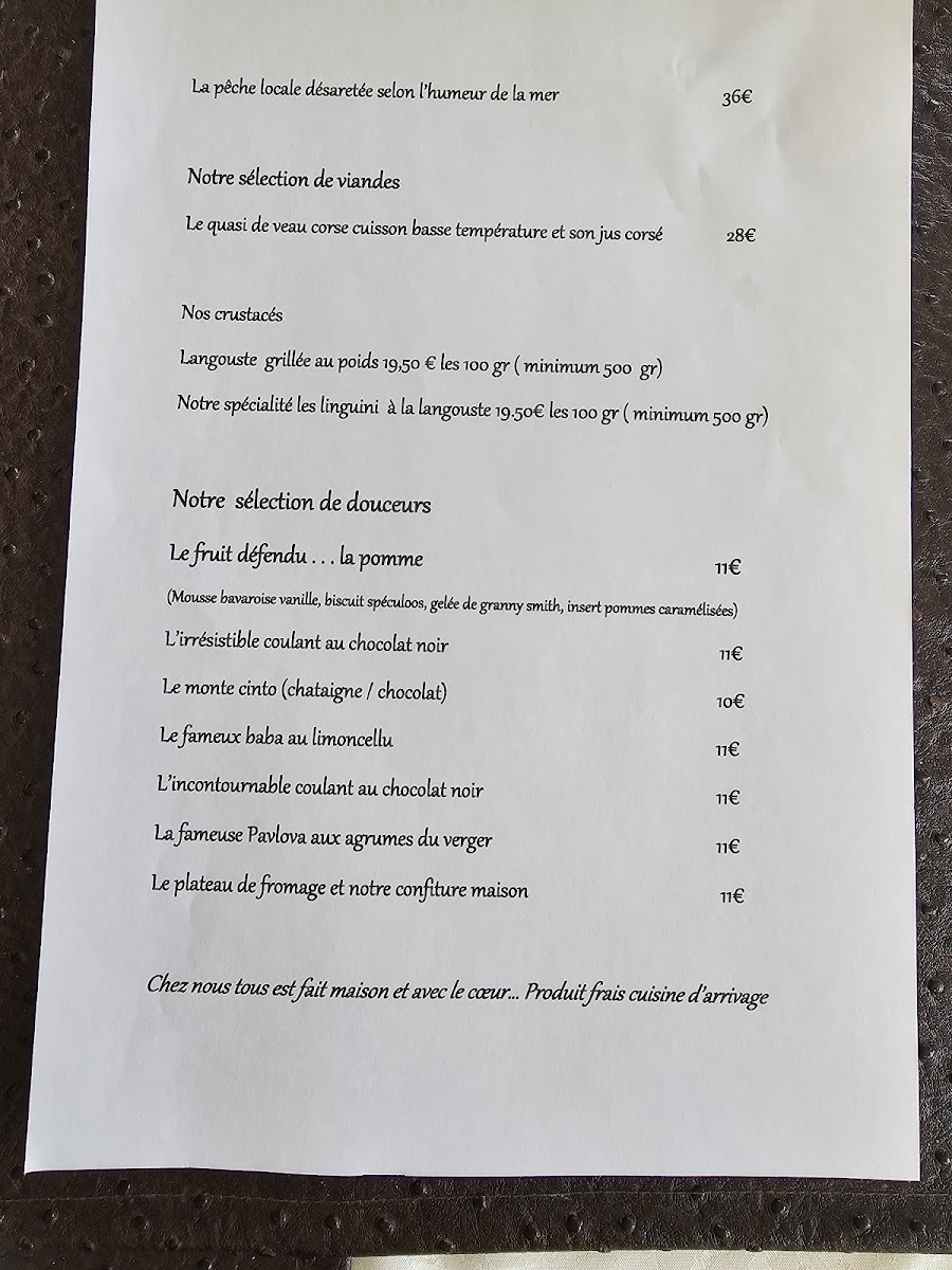 Menu Restaurant L'ange Des Mers-1