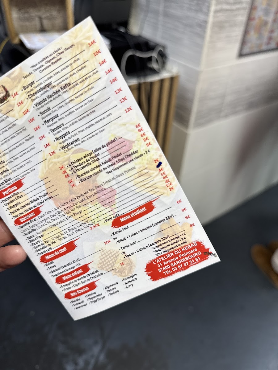 Menu Restaurant L’Atelier Du Kebab & Tacos Sarrebourg-5