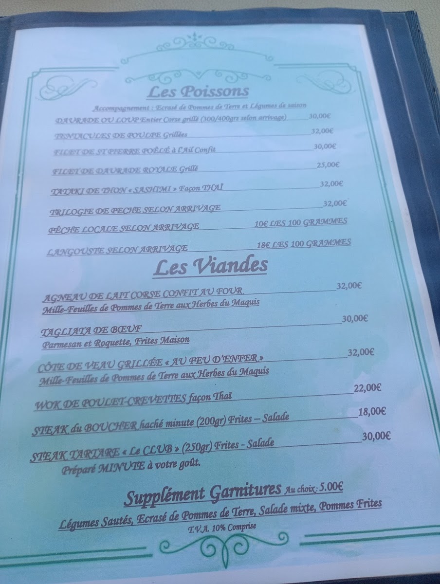 Menu Restaurant Le Club-3