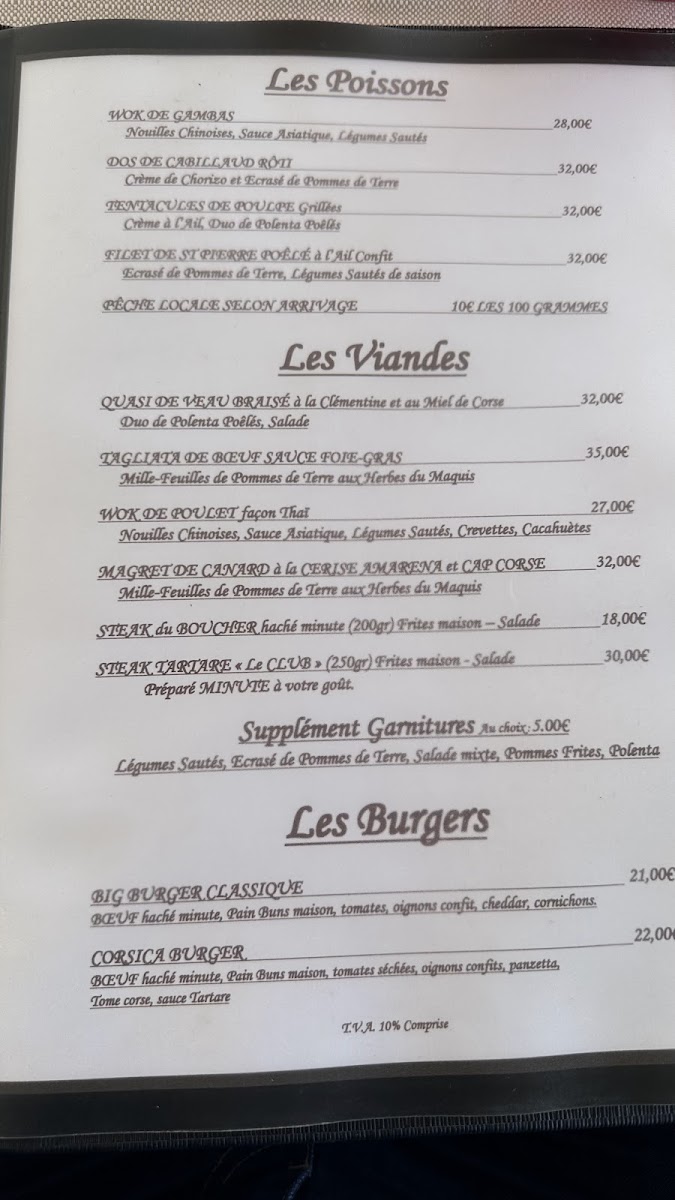 Menu Restaurant Le Club-9