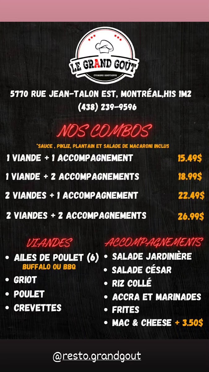 Menu Restaurant - Le Grand Goût-1