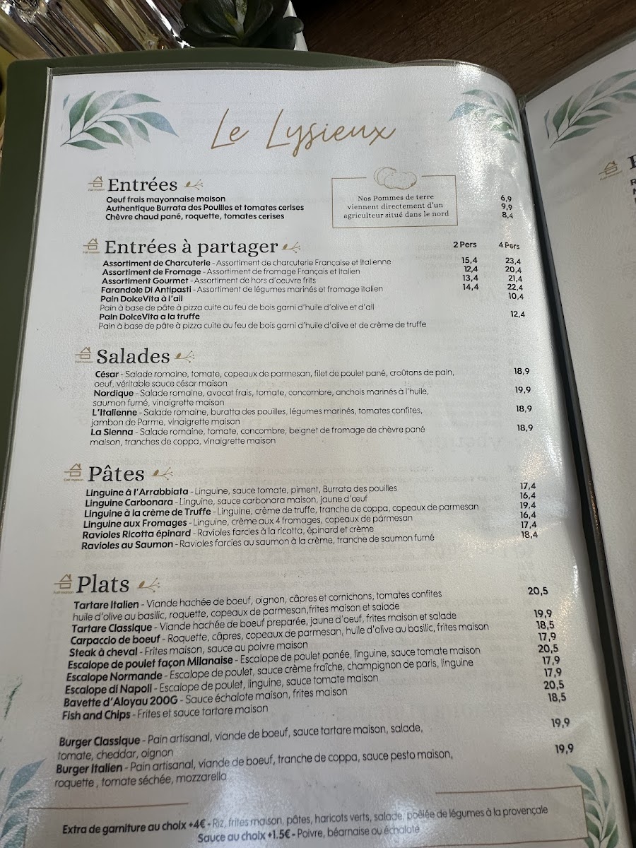 Menu Restaurant Le Lysieux-10
