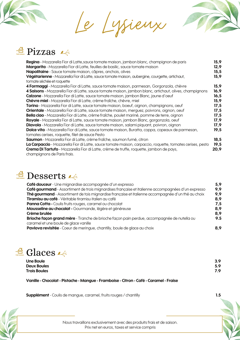 Menu Restaurant Le Lysieux-4