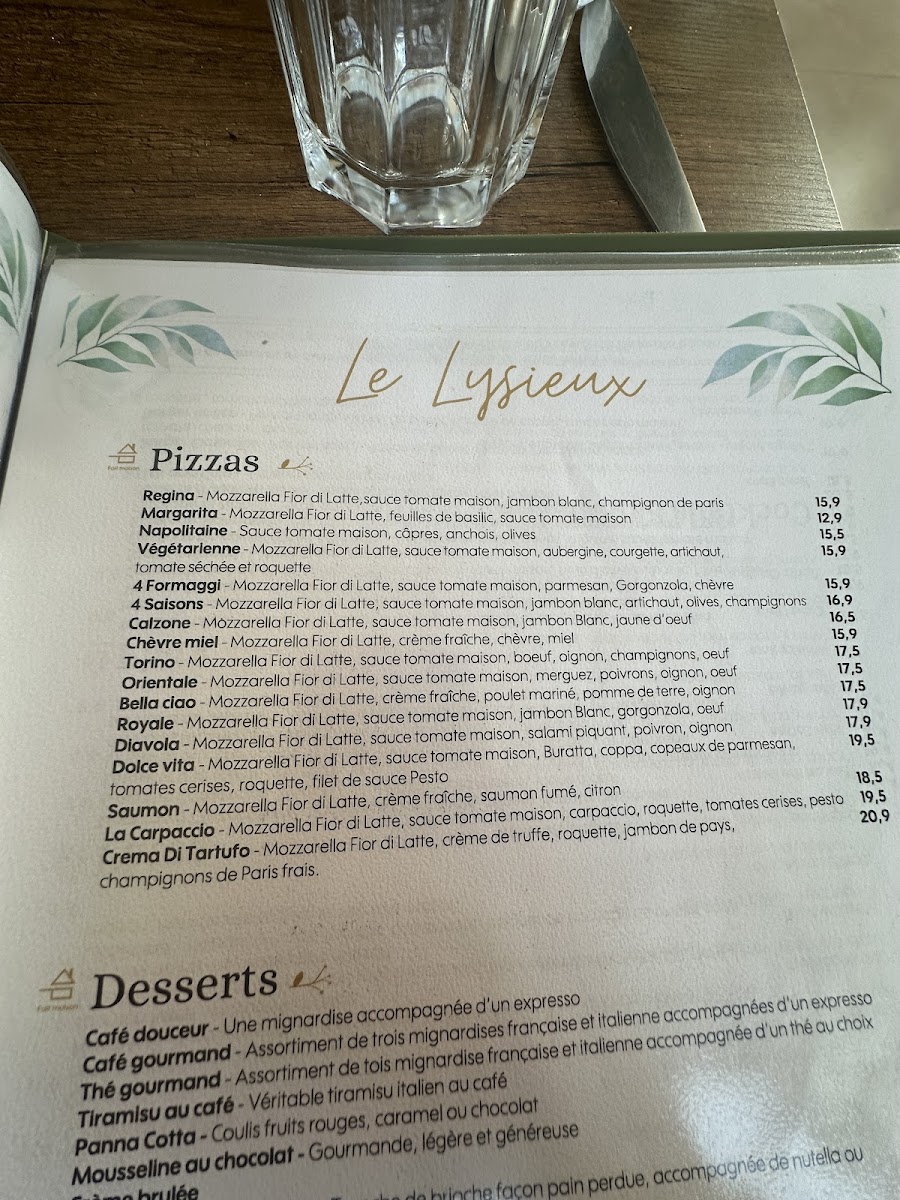 Menu Restaurant Le Lysieux-5