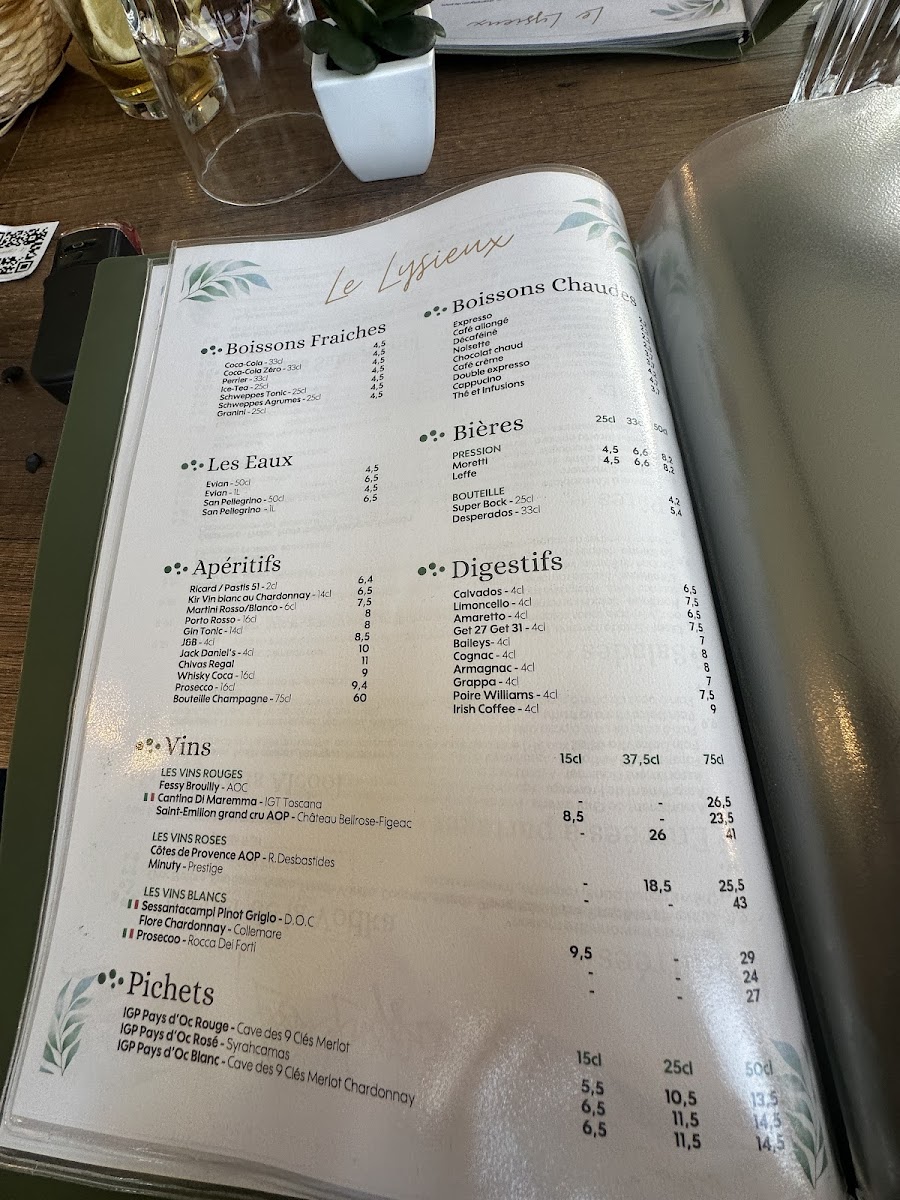 Menu Restaurant Le Lysieux-7