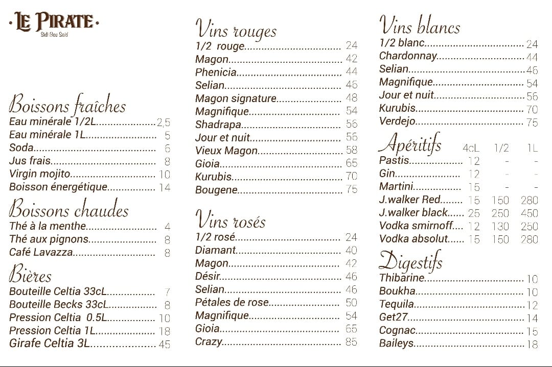 Menu Restaurant Le Pirate-2