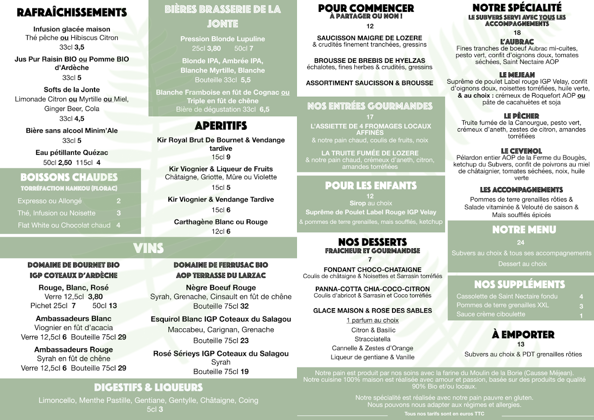 Menu Restaurant Le Subvers-1