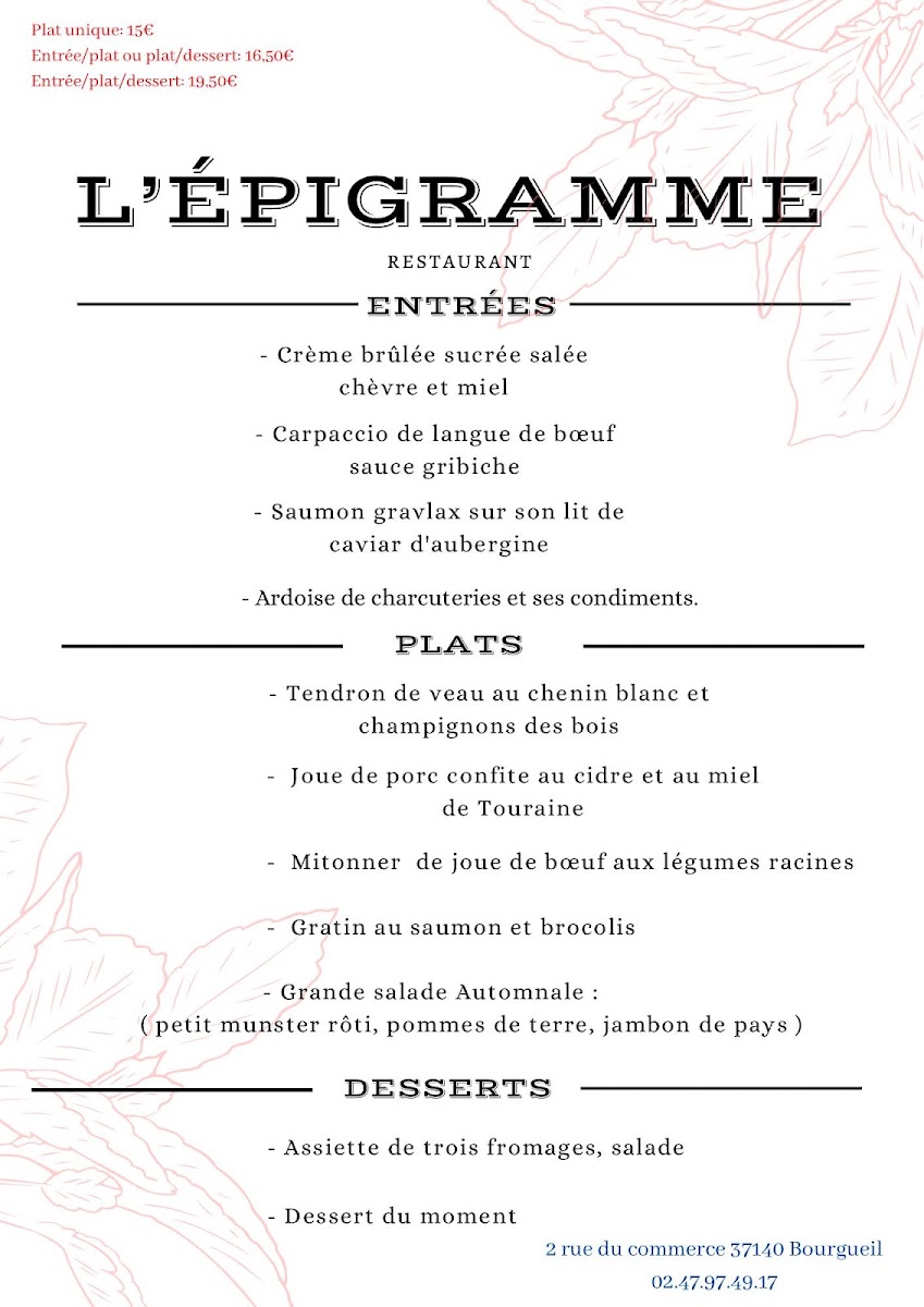 Menu Restaurant L'epigramme-4