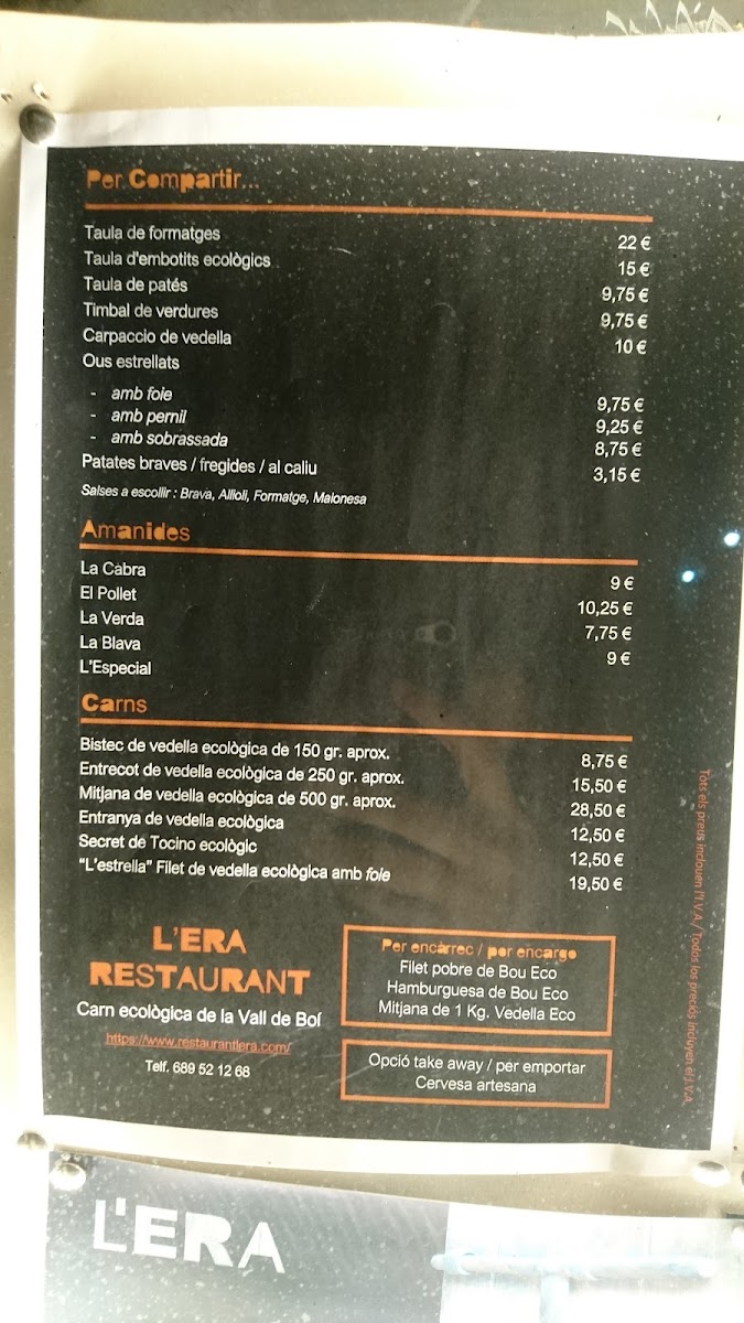 Menu Restaurant L'era | Barruera-7