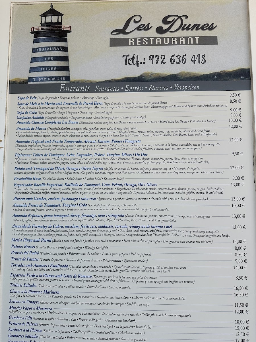 Menu Restaurant Les Dunes-1