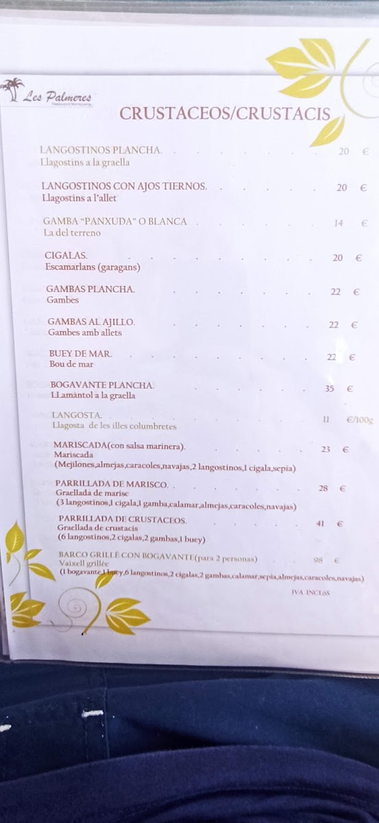 Menu Restaurant Les Palmeres-4