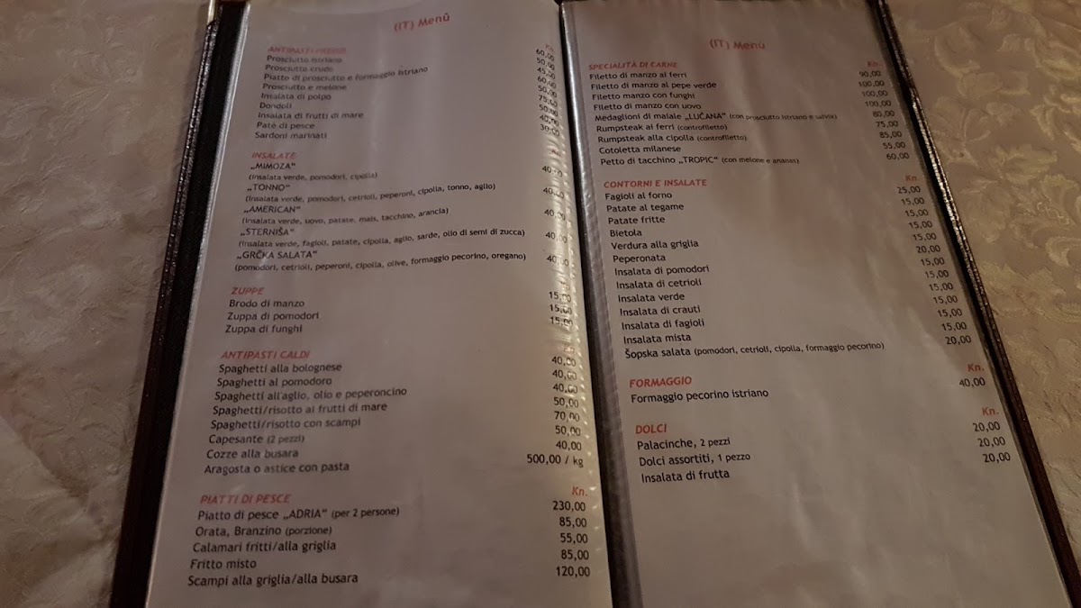 Menu Restaurant Luciana, Barboj Umag-1