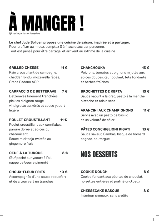 Menu Restaurant Marla Paris-2