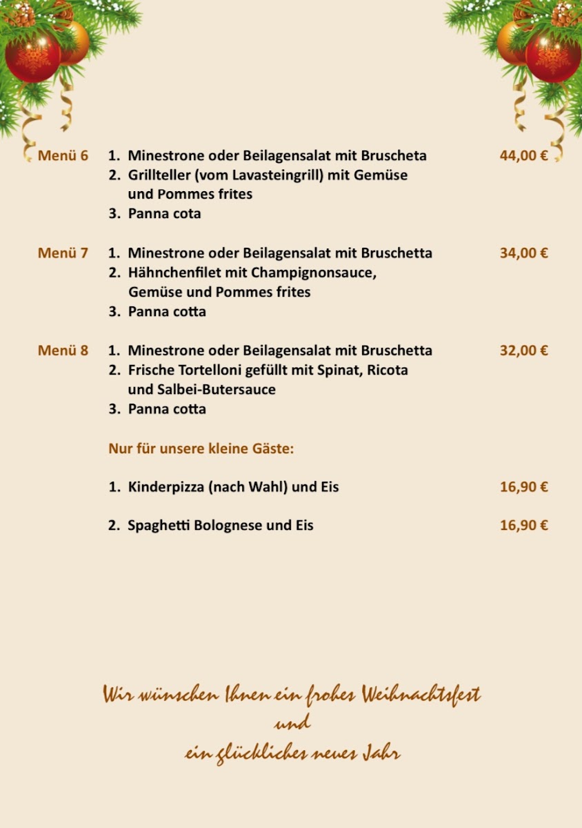 Menu Restaurant Milano-2