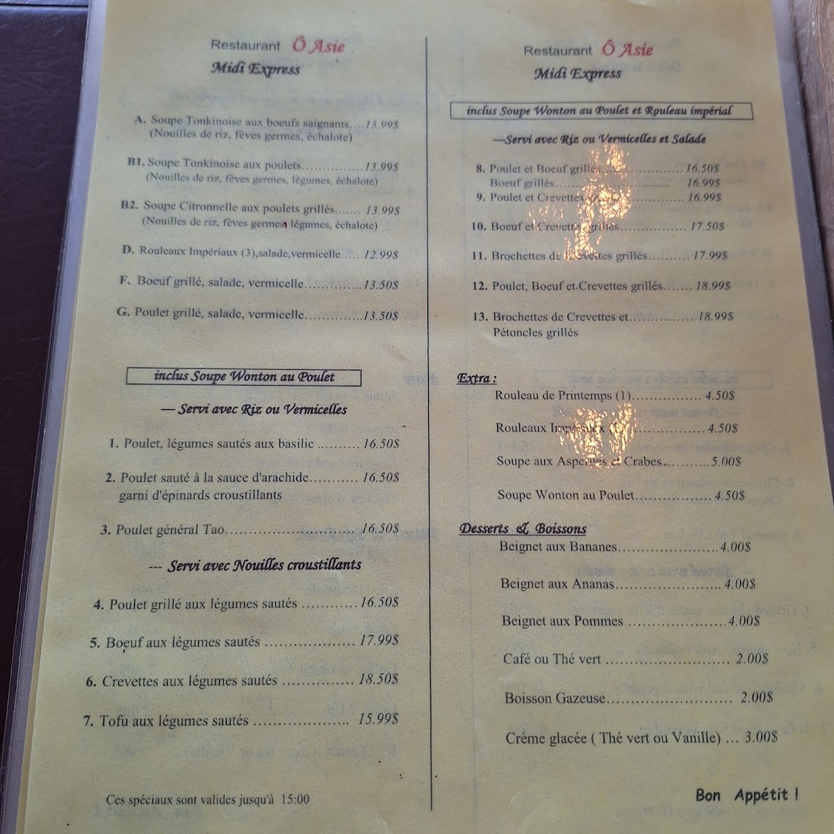 Menu Restaurant Ô Asie-1