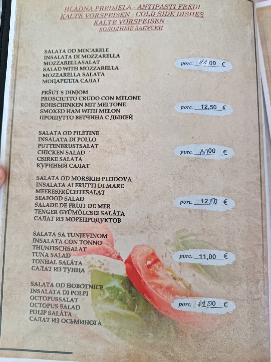 Menu Restaurant Obala