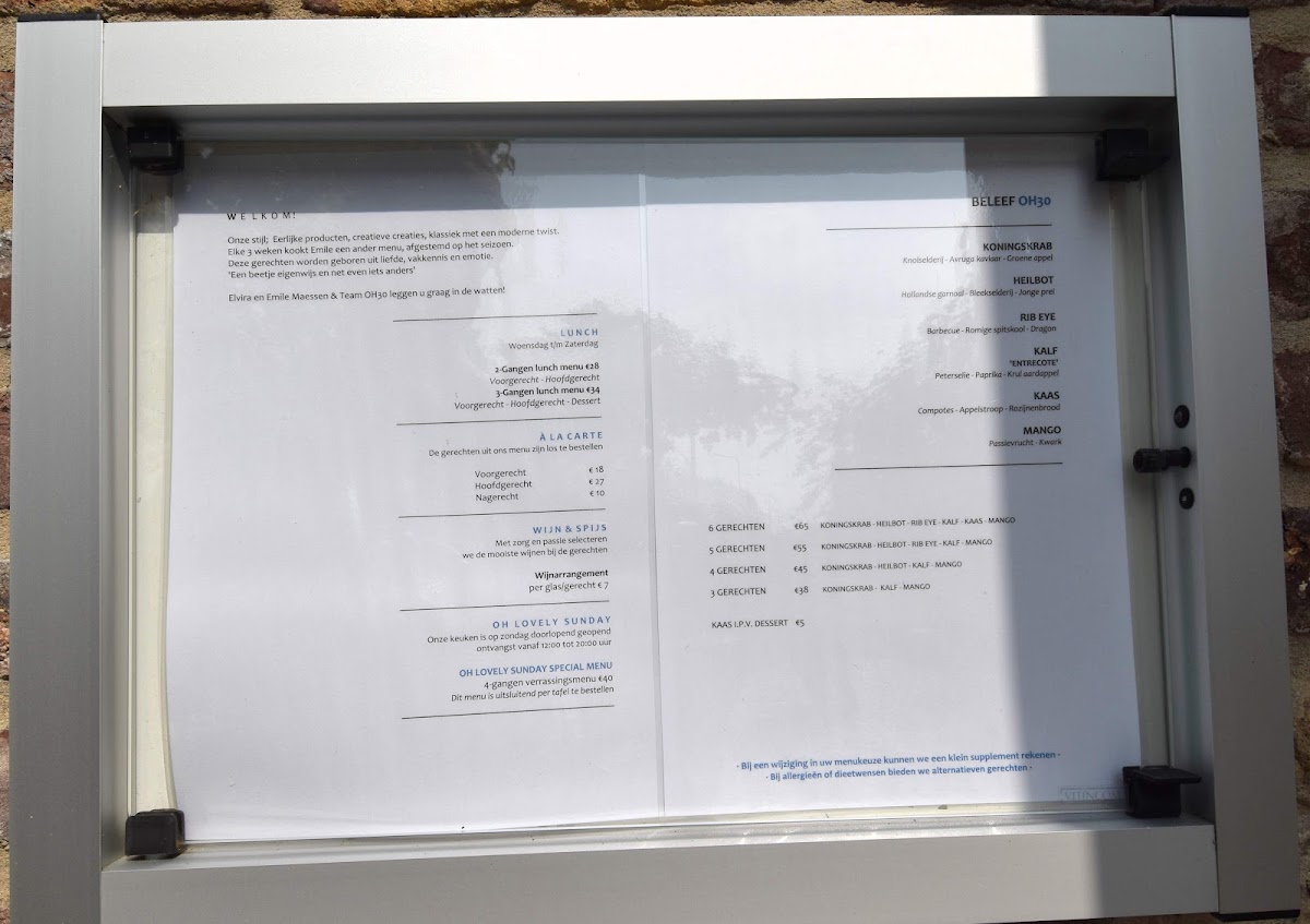 Menu Restaurant Oh30-3