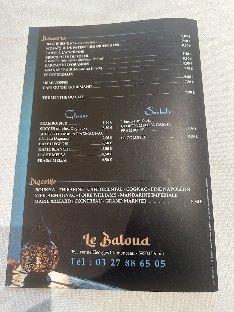 Menu Restaurant Oriental Le Baloua-1