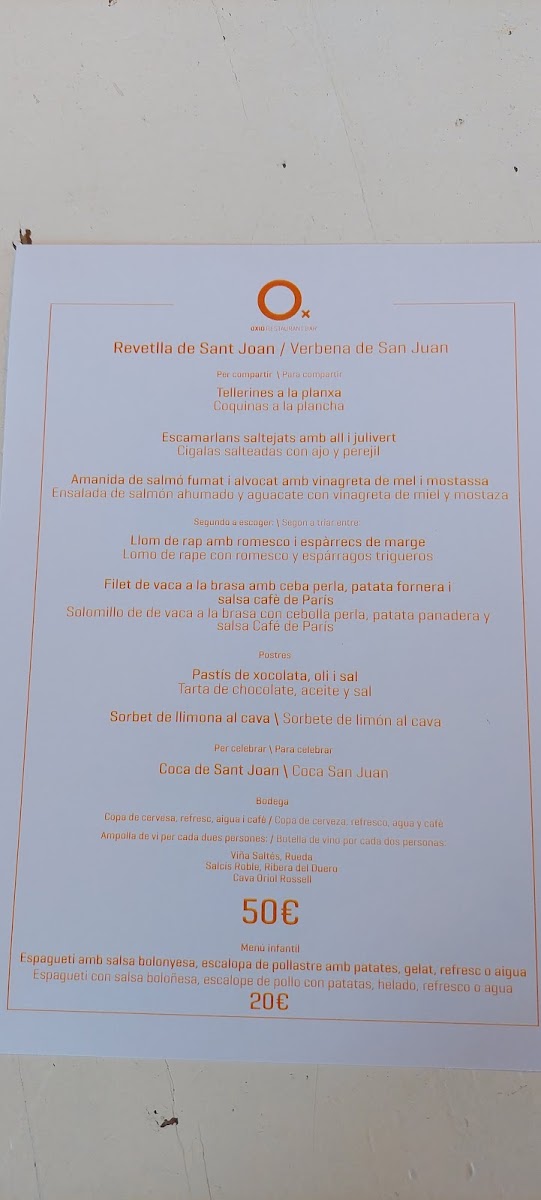 Menu Restaurant Òxid-10