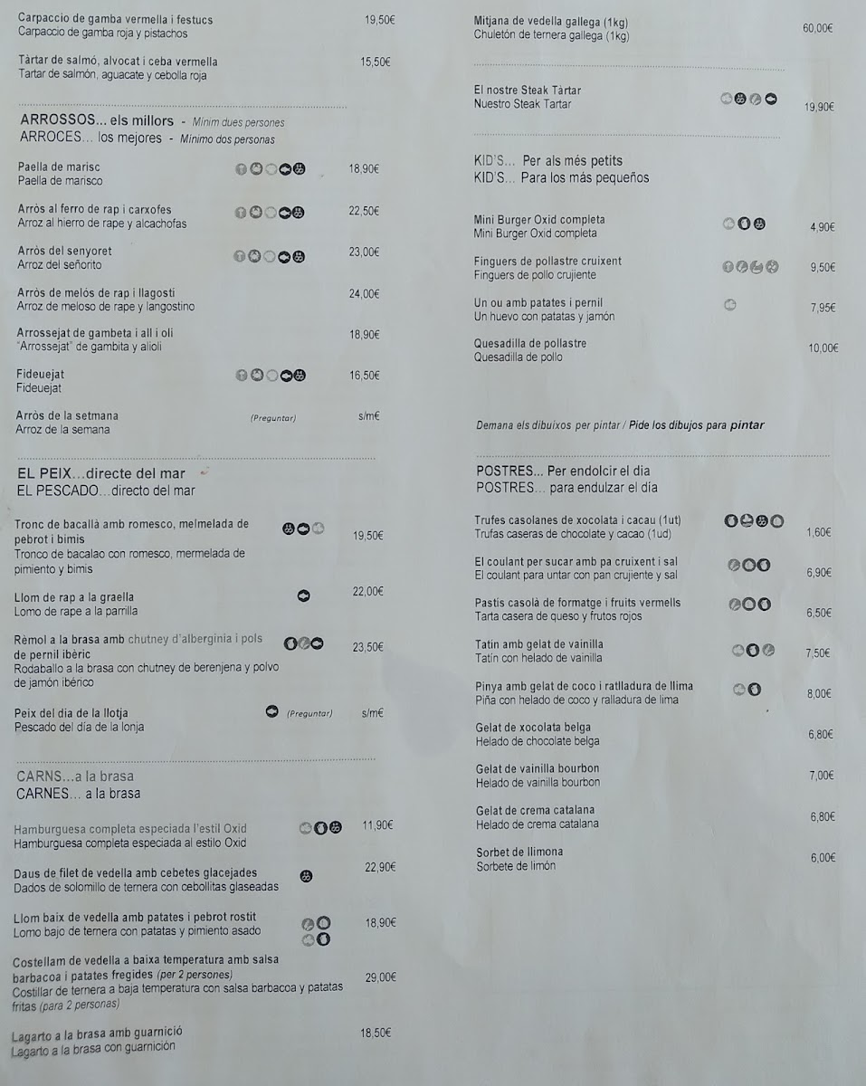Menu Restaurant Òxid-6