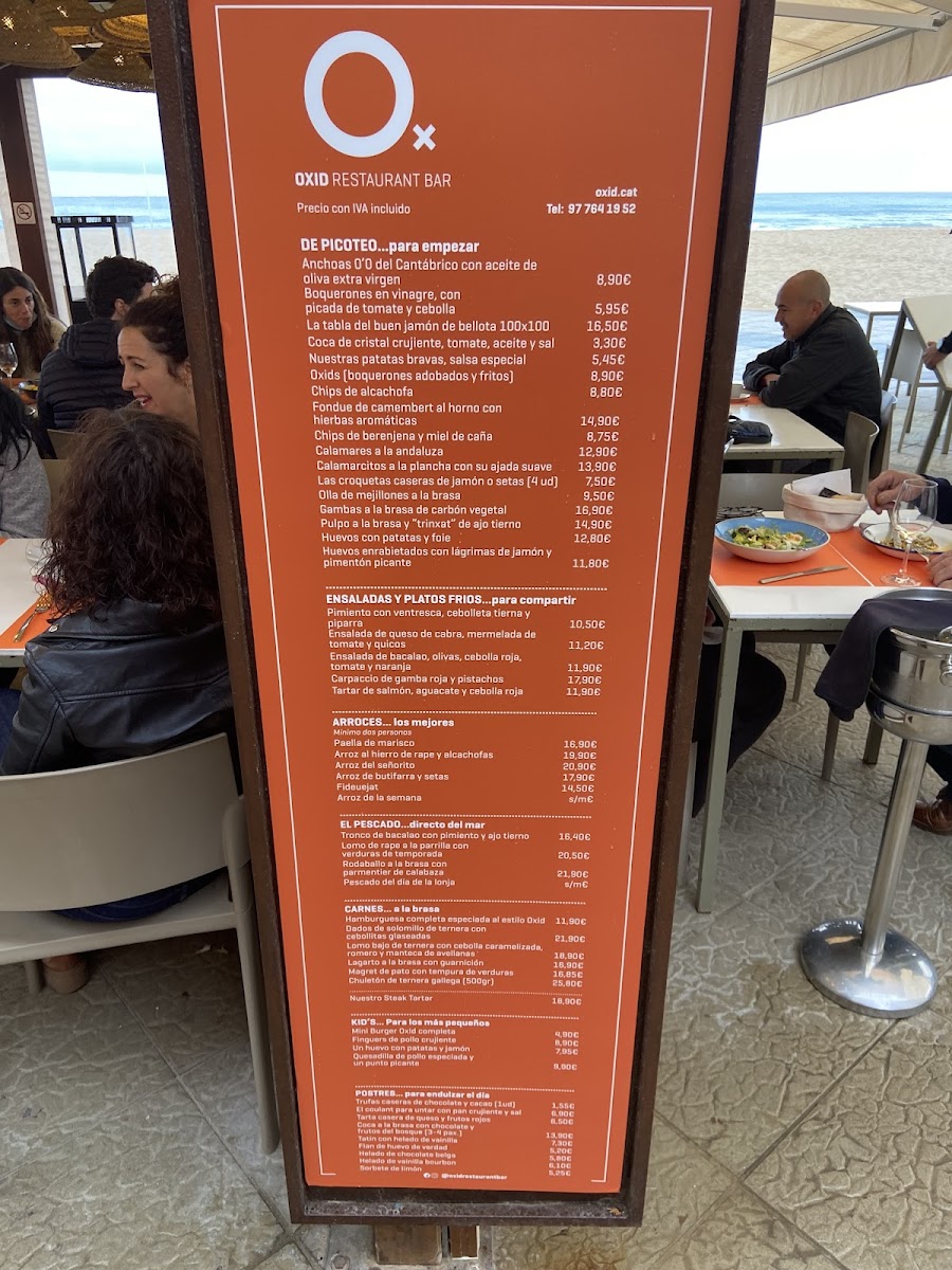 Menu Restaurant Òxid-7