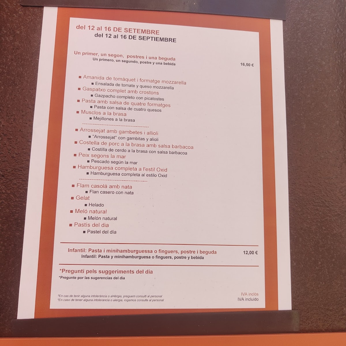 Menu Restaurant Òxid-9
