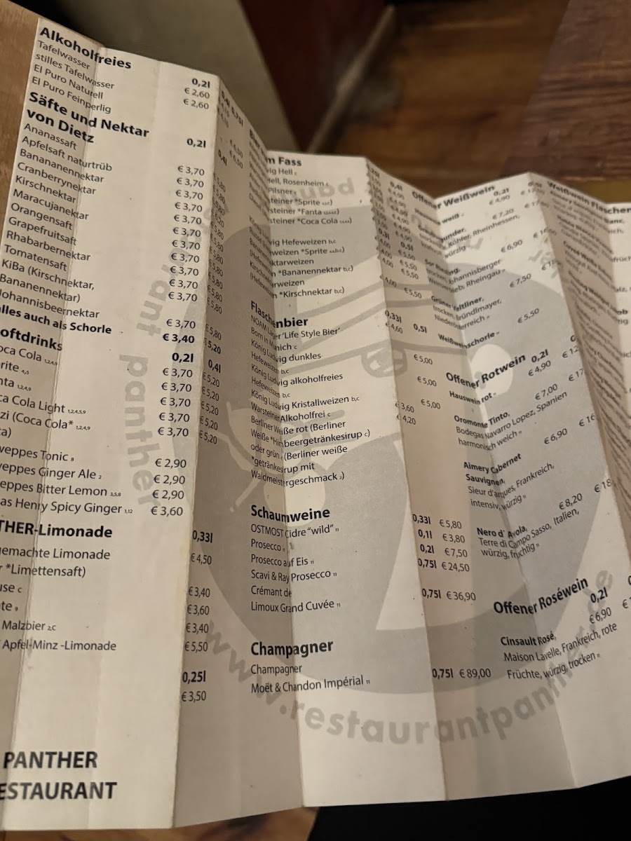 Menu Restaurant Panther | Klassische Und Moderne Deutsche Küche-3