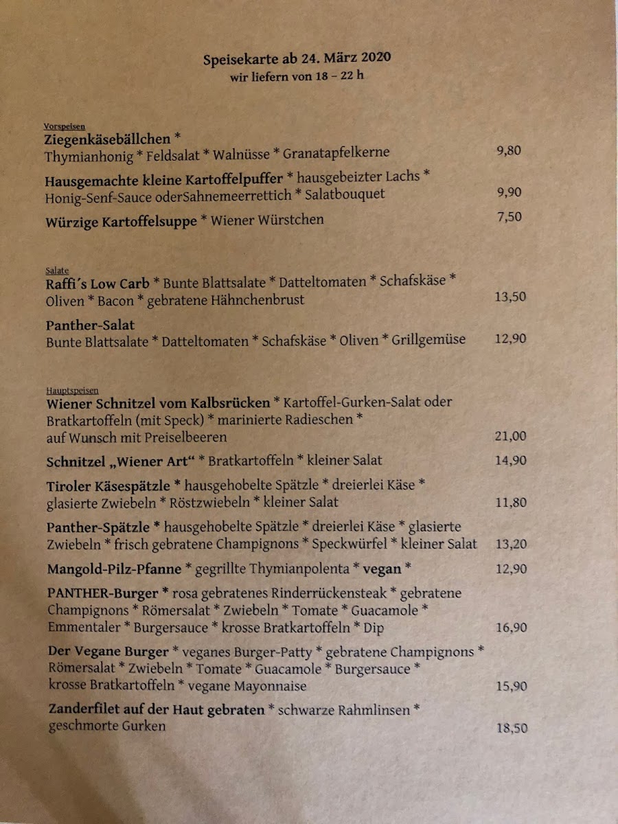 Menu Restaurant Panther | Klassische Und Moderne Deutsche Küche-4