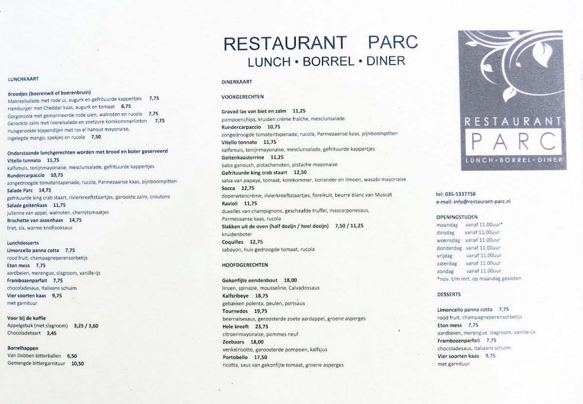 Menu Restaurant Parc-1