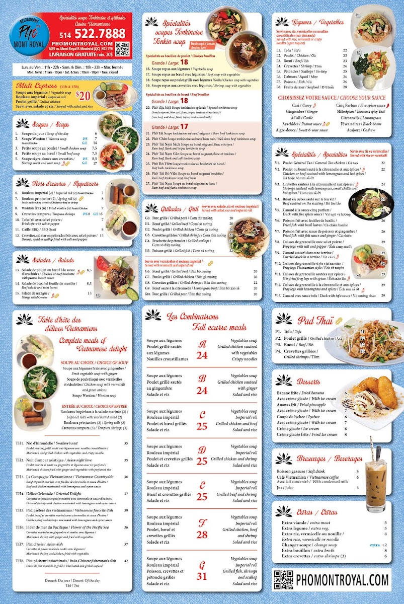 Menu Restaurant Pho Mont Royal ( Apportez Votre Vin Byow )-1