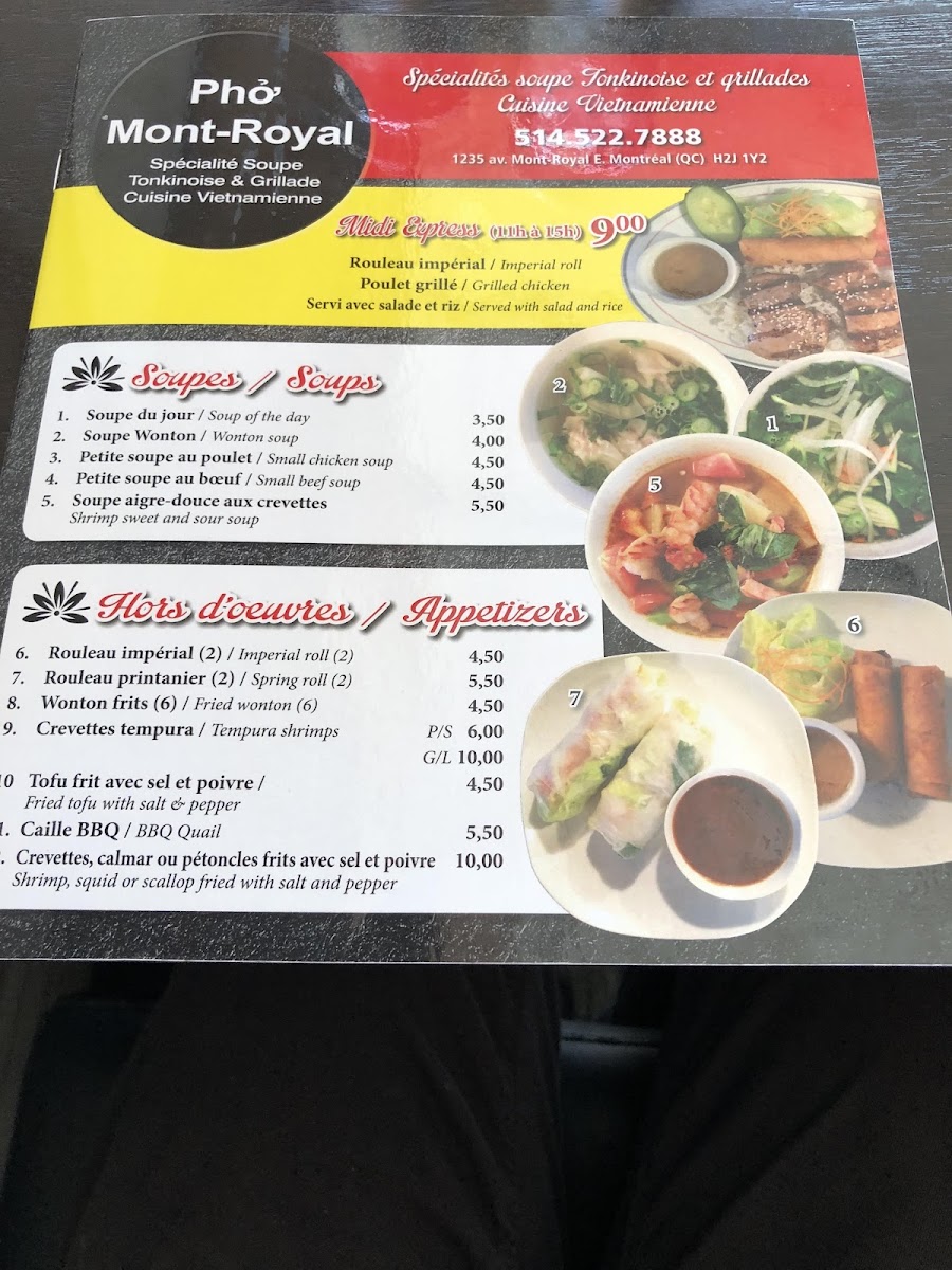 Menu Restaurant Pho Mont Royal ( Apportez Votre Vin Byow )-3