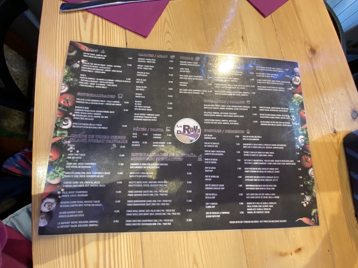 Menu Restaurant Pizzeria Creperia La Di Roma-1